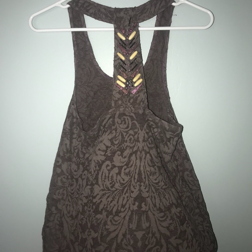 Free people lace beaded racer back tank